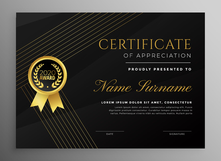 premium black certificate template with golden linesのイラスト素材