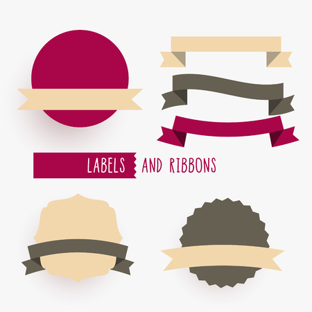 empty ribbons and labels design elements setのイラスト素材