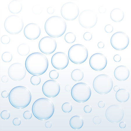 blue soap water bubbles floating on white backgroundのイラスト素材