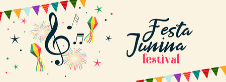 brazilian festa junina musical party bannerのイラスト素材