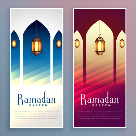 ramadan kareem beautiful greeting banner setのイラスト素材