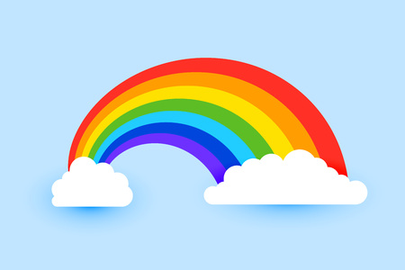colorful rainbow with clouds backgroundのイラスト素材