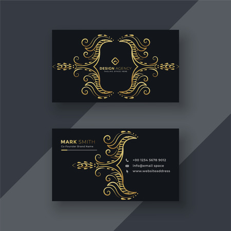 stylish golden floral decorative business card designのイラスト素材