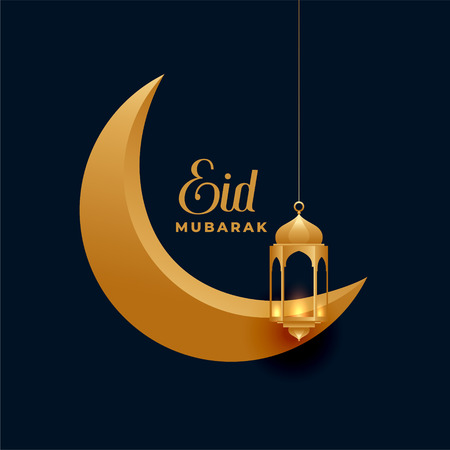 elegant eid mubarak golden moon and lantern backgroundのイラスト素材