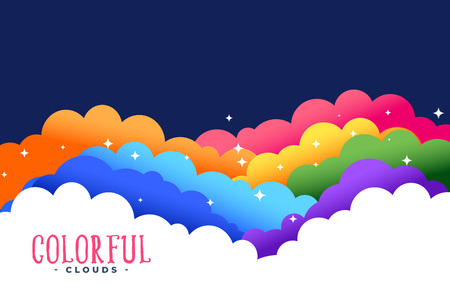 rainbow colors clouds with stars backgroundのイラスト素材