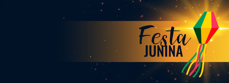 glowing festa junina black banner
