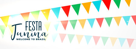 festa junina banner with colorful garlandsのイラスト素材