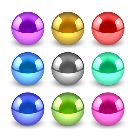 3d shiny metallic balls setのイラスト素材