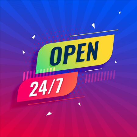 open 24/7 all days modern backgroundのイラスト素材