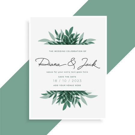 elegant leaves wedding invitation card designのイラスト素材