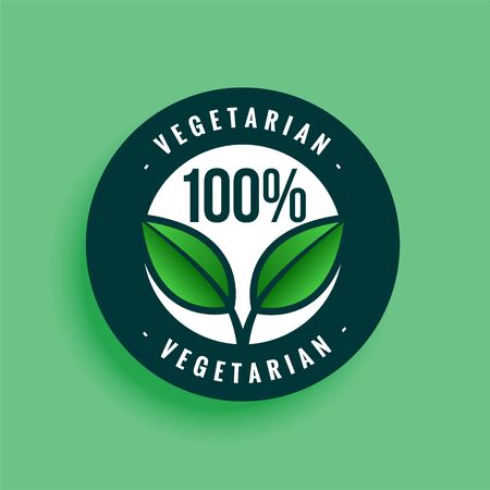 100% vegetarian label or sticker symbolのイラスト素材