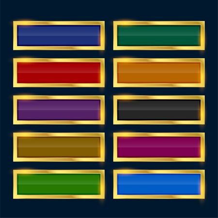 rectangle buttons with golden borderのイラスト素材