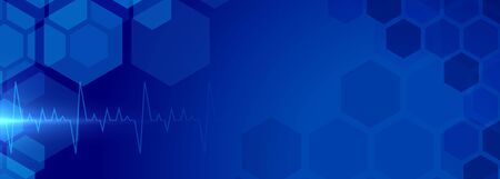 health care banner with medical electrocardiogram のイラスト素材