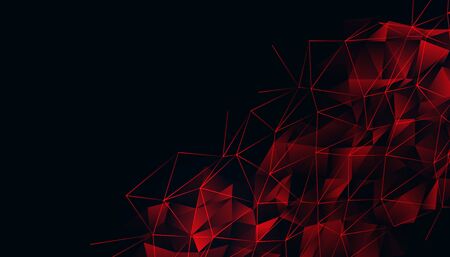 black background with red glowing low poly meshのイラスト素材