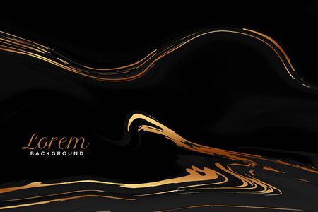 abstract marble style black and gold texture backgroundのイラスト素材