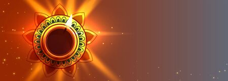 beautiful diwali diya lights lamp banner with text spaceのイラスト素材