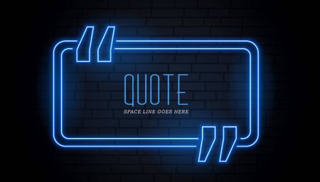 blue quotation frame in neon glowing styleのイラスト素材