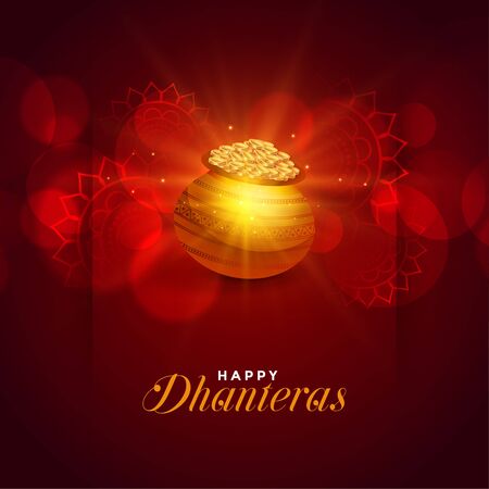 happy dhanteras festival greeting card beautiful design backgroundのイラスト素材