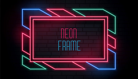 colorful trendy neon frame with text spaceのイラスト素材