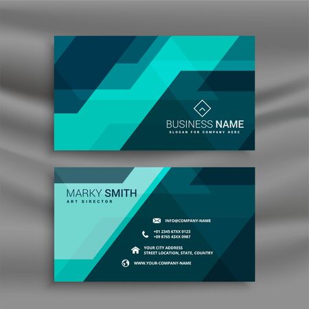 abstract blue office business card in geometric styleのイラスト素材