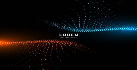 digital particles orange and blue glowing backgroundのイラスト素材