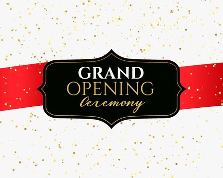 grand opening ceremony banner with golden confettiのイラスト素材