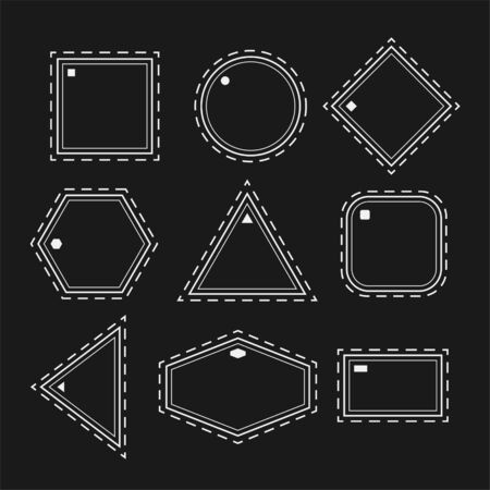 white geometric shapes in line style setのイラスト素材