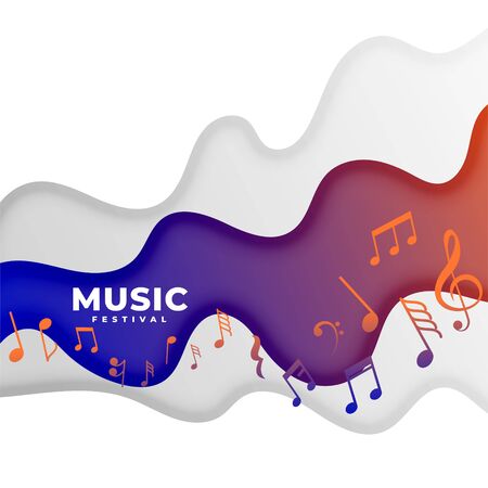 attractive music background with colorful wave and notesのイラスト素材