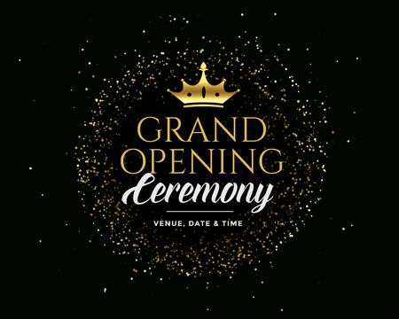 grand open golden premium dark invitation banner designのイラスト素材