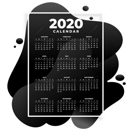 absract black modern 2020 calendar design templateのイラスト素材