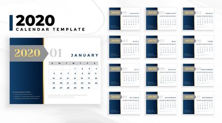 elegant professional 2020 business calender design templateのイラスト素材