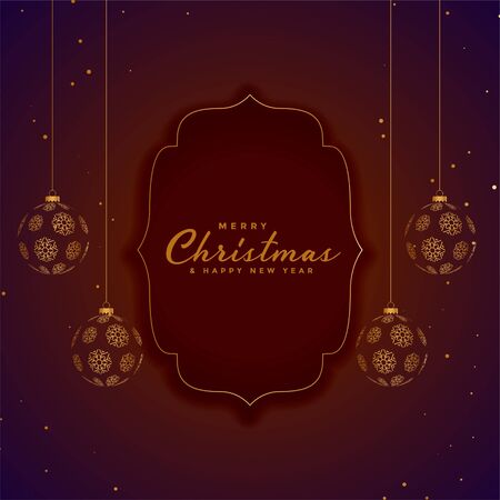 stylish merry christmas decorative background with hanging ballsのイラスト素材