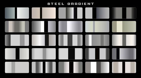 shiny stainless steel or aluminium gradients big setのイラスト素材