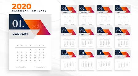2020 business calendar concept design in geometric styleのイラスト素材