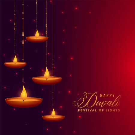 beautiful hanging diya decoration diwali backgroundのイラスト素材