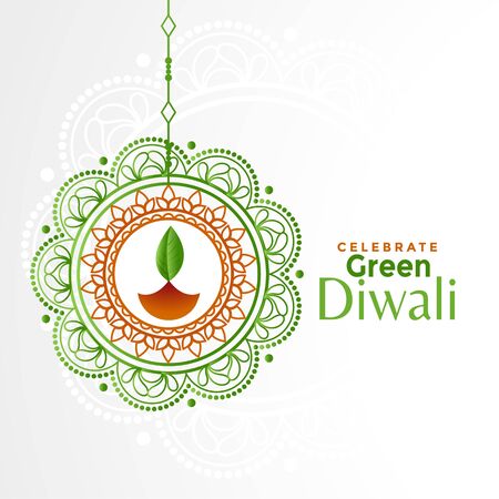 decorative green diwali concept festival card design backgroundのイラスト素材