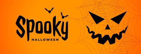 spooky halloween scary banner with ghost faceのイラスト素材