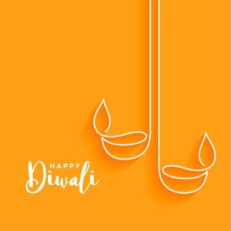 creative line diya happy diwali minimal backgroundのイラスト素材