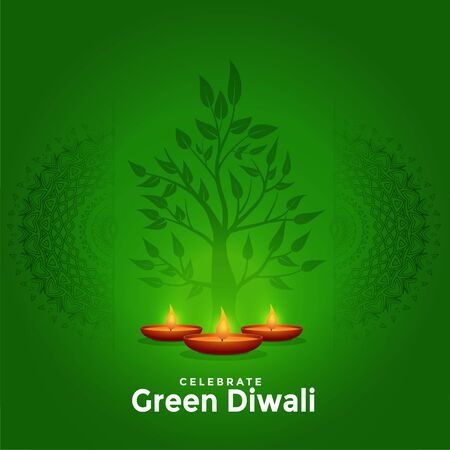 lovely green happy diwali creative greeting background designのイラスト素材