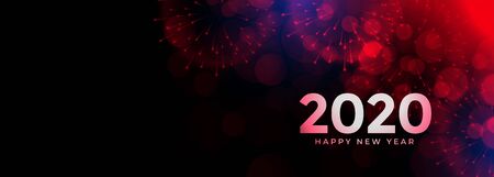 2020 happy new year celebration firework banner design