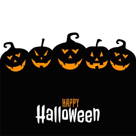 happy halloween pumpkins shapes in flat styleのイラスト素材