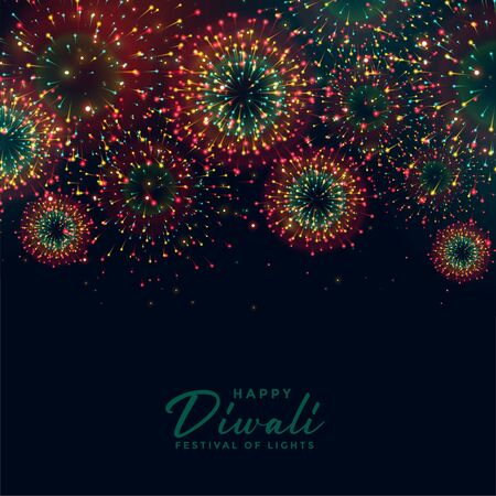 happy diwali celebration firework in colorful styleのイラスト素材