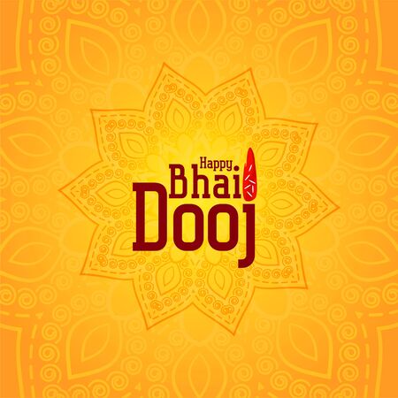 happy bhai dooj yellow decorative background designのイラスト素材