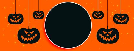 happy halloween orange banner with text spaceのイラスト素材
