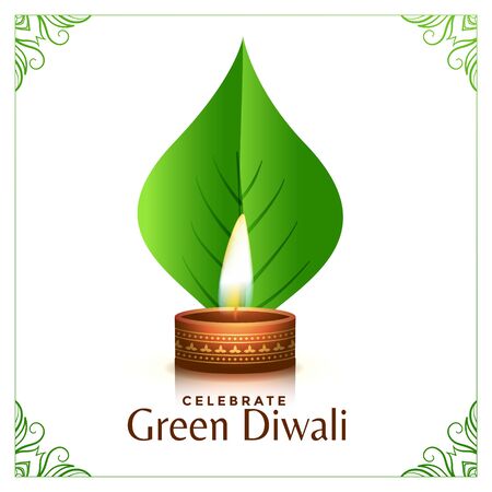happy organic diwali concept leaves background designのイラスト素材