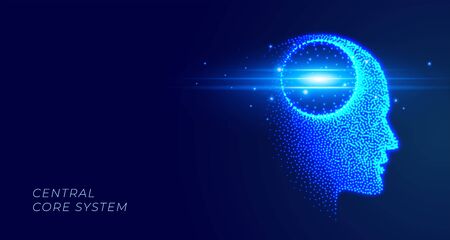 futuristic artificial intelligence glowing face background designのイラスト素材