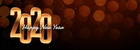 2020 new year lovely banner with bokeh backgroundのイラスト素材
