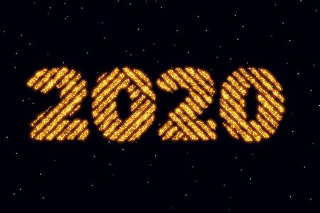 2020 happy new year glitter golden background designのイラスト素材