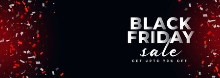 black friday sale confetti banner with text spaceのイラスト素材