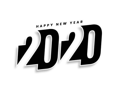 creative black and white 2020 new year text design backgroundのイラスト素材